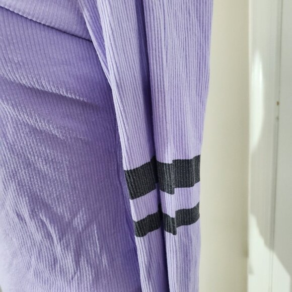 Lavender Retro Ring Neck Varsity Stripe Top - Picture 7 of 9